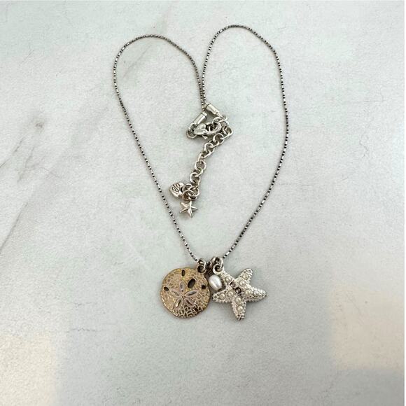 Brighton Starfish Sand dollar Pearl Necklace missing 2 seed pearls - Picture 1 of 8